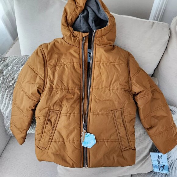 Boys Whales Tail Outerwear Hooded brown Puffer Jacket Size 4 - Picture 1 of 3